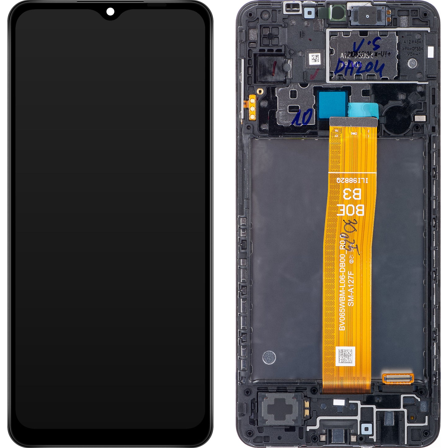 Samsung Galaxy A12 Nacho A127 berøringsskjermdisplay med ramme, svart, forseglet GH82-26486A