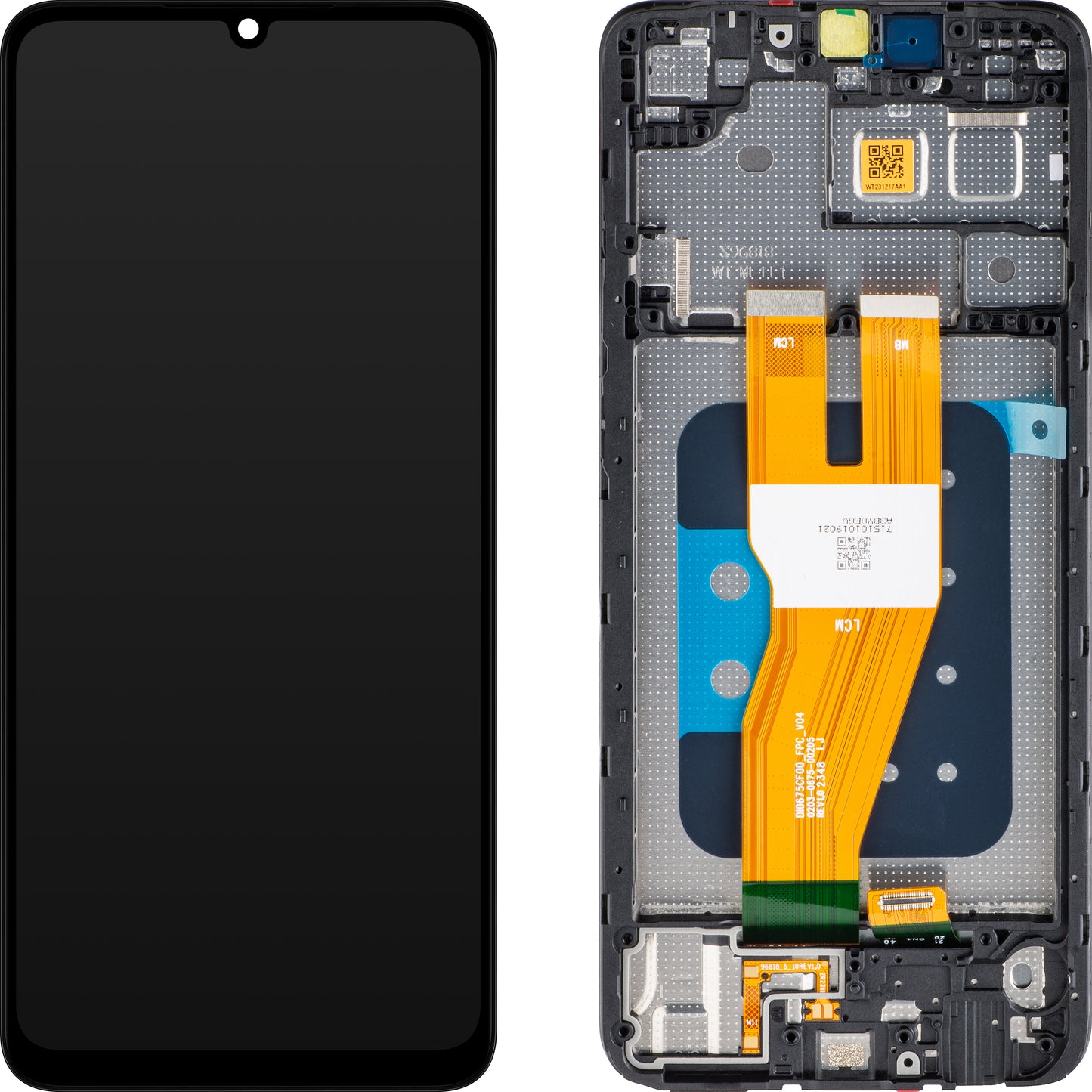 Berøringsskjerm Samsung Galaxy Galaxy A05 A055, med ramme, svart, Service Pack GH81-24189A 
