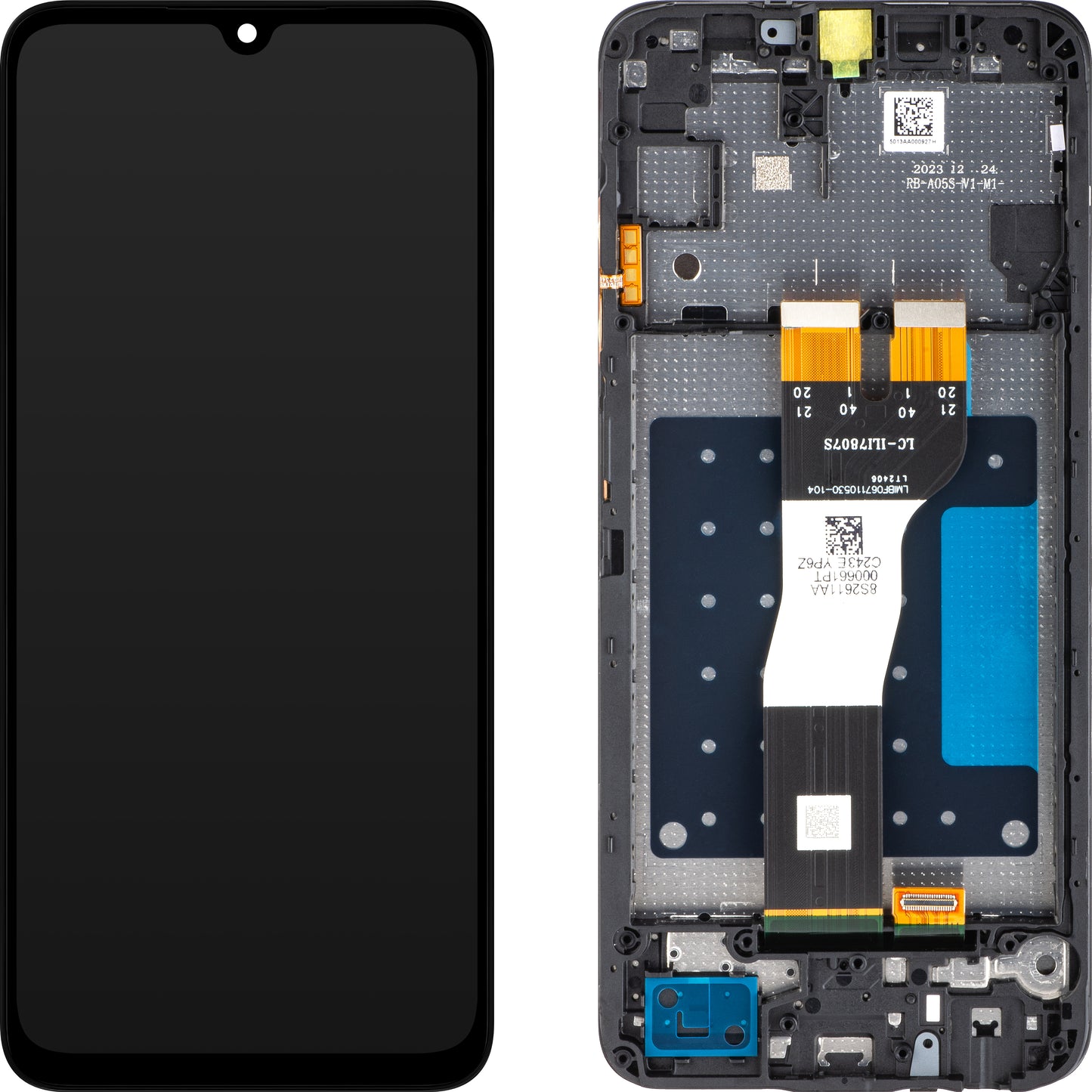 Berøringsskjerm Samsung Galaxy Galaxy A05s A057, med ramme, svart, servicepakke GH81-2436464A 