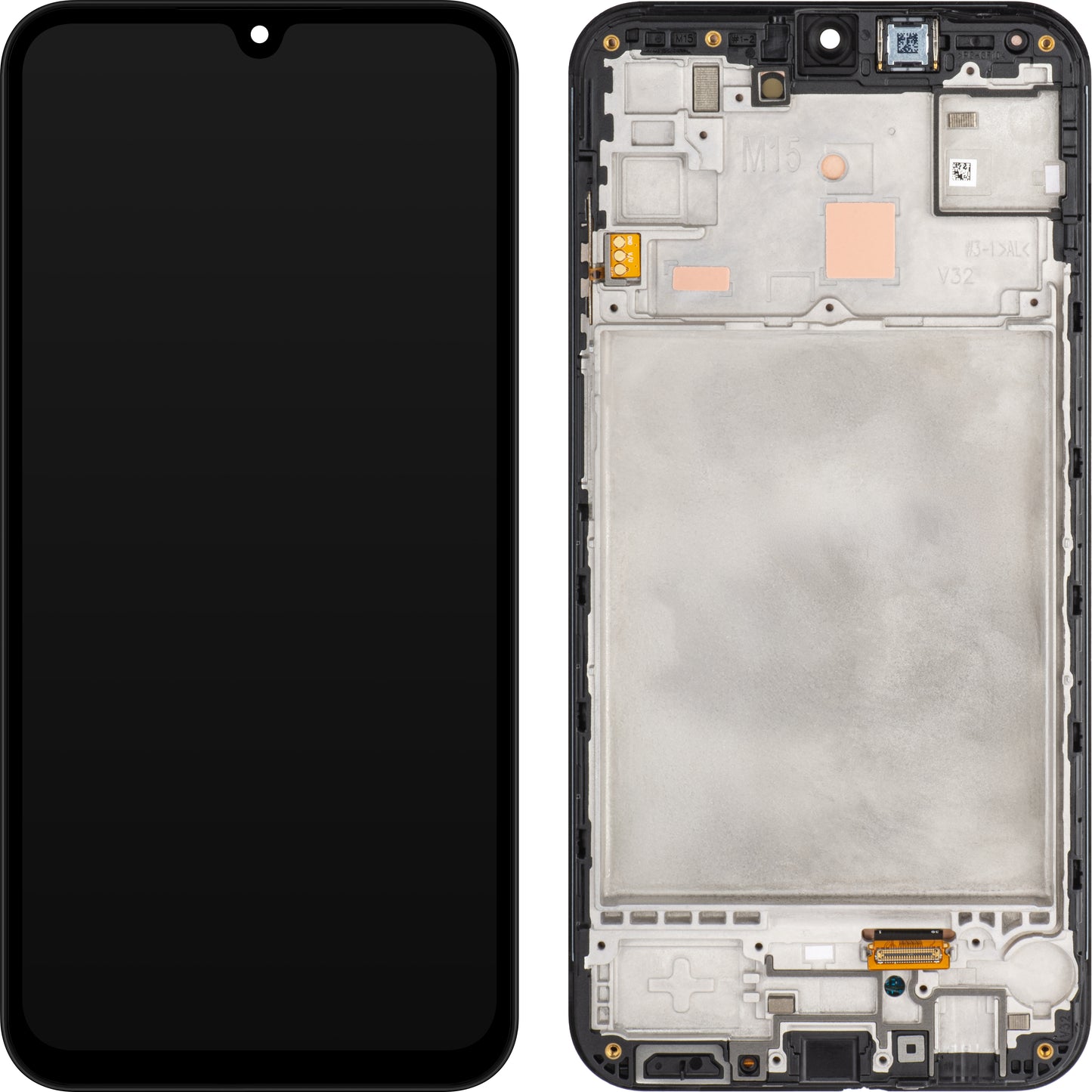 Berøringsskjerm Samsung Galaxy M15, med ramme, svart (grå), servicepakke GH82-34683A 