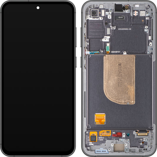 Berøringsskjerm Samsung Galaxy S23 FE S711, med ramme, svart (grafitt), Servicepakke GH82-3282854A 