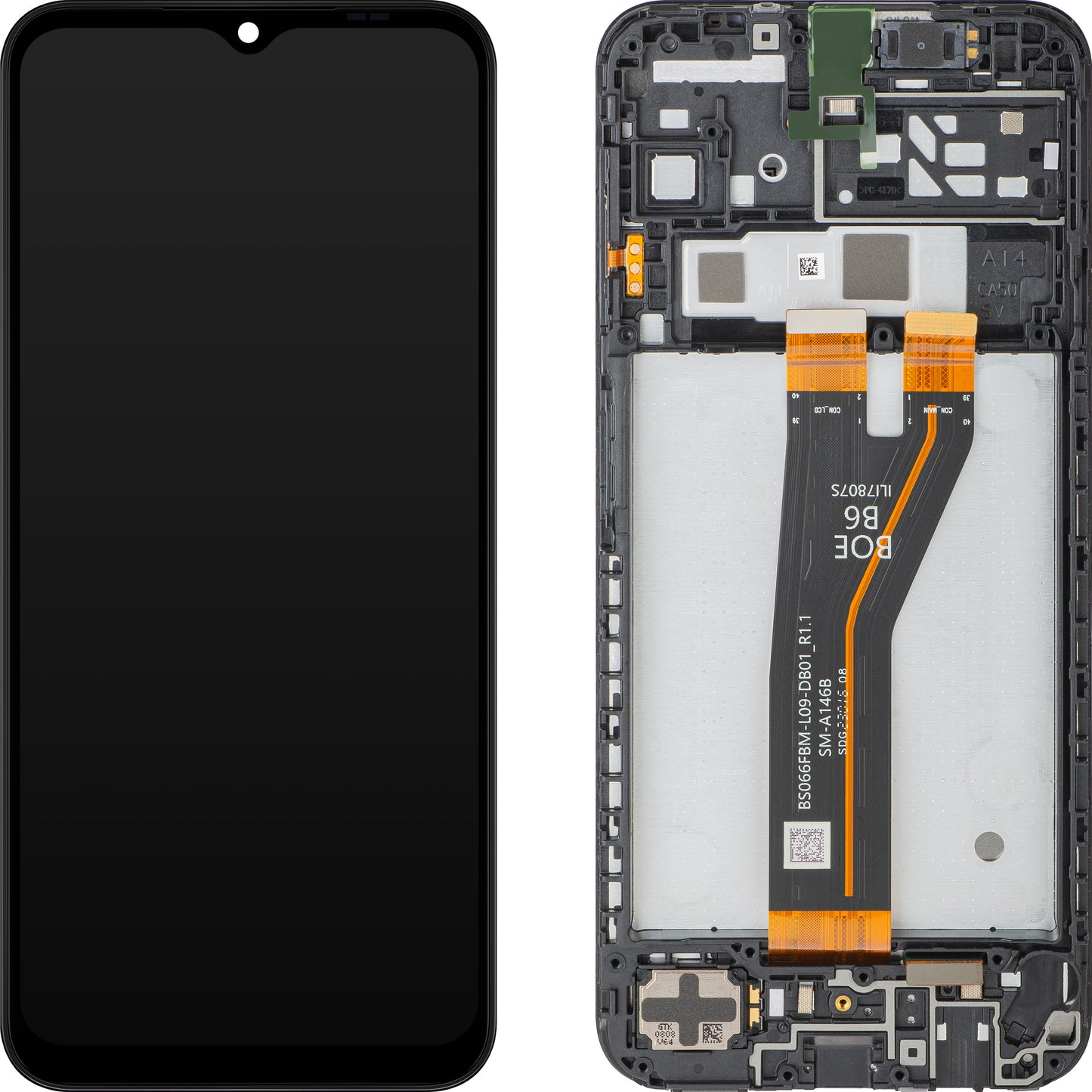 Display med Touchscreen Samsung Galaxy A14 5G A146, med Ramme, Ikke-Europeisk Versjon, Svart, Servicepakke GH82-30658A