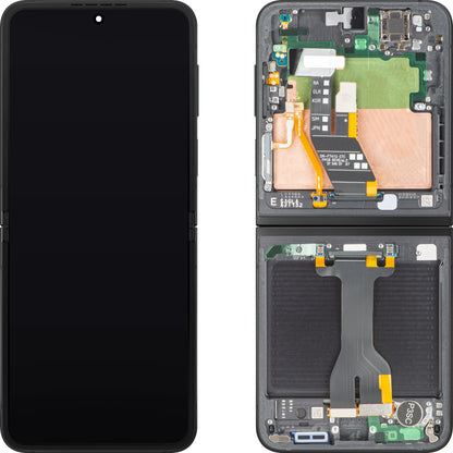 Display med Touchscreen Samsung Galaxy Z Flip6 F741, med Ramme, Sub Inner, Svart, Service Pack GH82-35014E