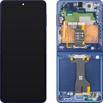 Display med Touchscreen Samsung Galaxy Z Flip7 F766, Med Ramme, Under Inner, Blå (Blue Shadow), Servicepakke GH82-37581A