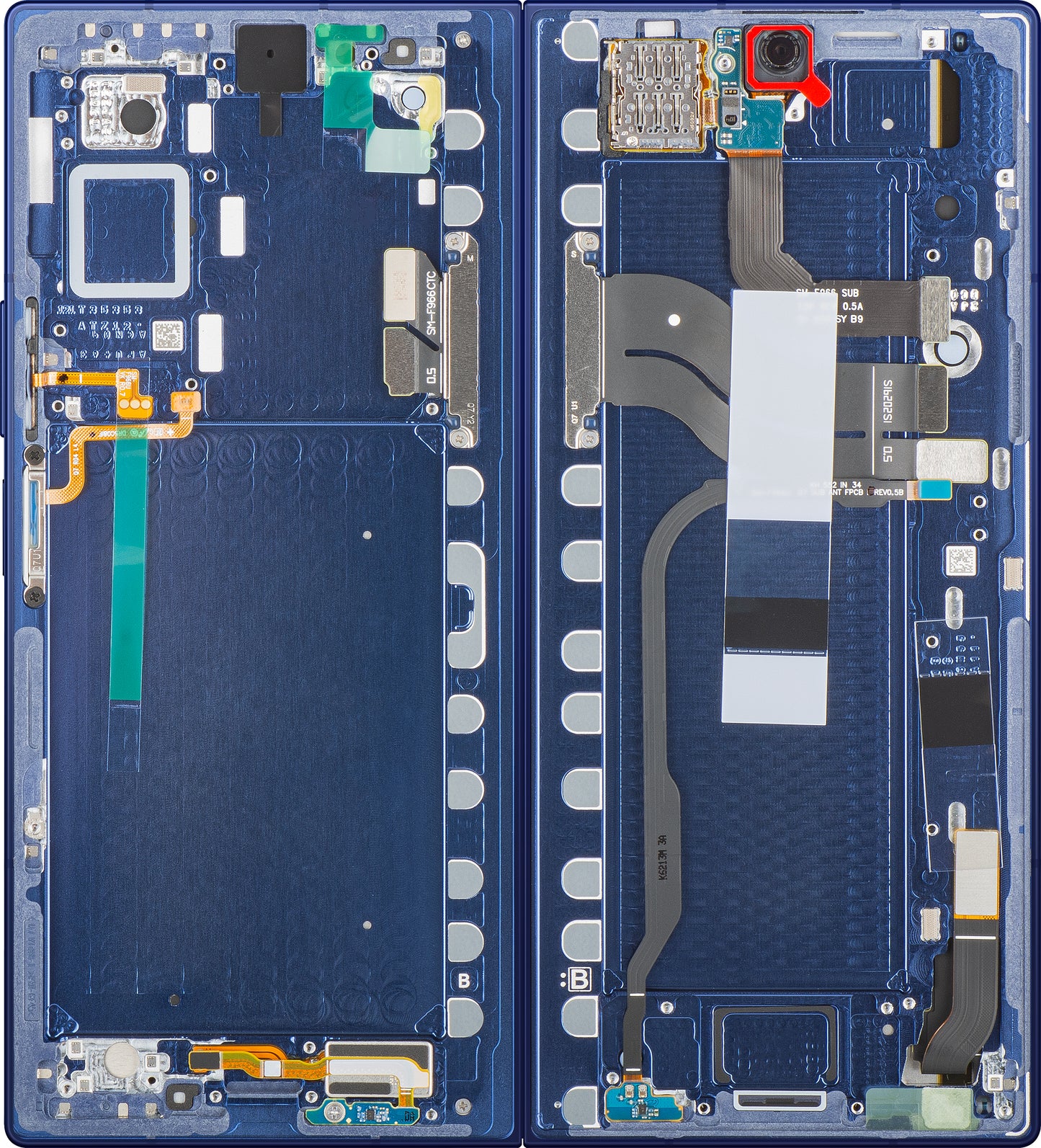 Samsung Galaxy Z Fold7 F966 berøringsskjermdisplay med ramme, under inner, blå (Blue Shadow), servicepakke GH82-37548B