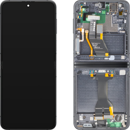 Display med Touchscreen Samsung Galaxy Z Flip5 F731, med ramme, Under Inner, Grå (Graphite), Service Pack GH82-31827A