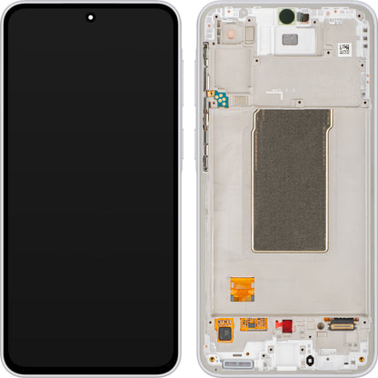 Samsung Galaxy A37 5G berøringsskjermdisplay med ramme, hvit, servicepakke GH82-39232C