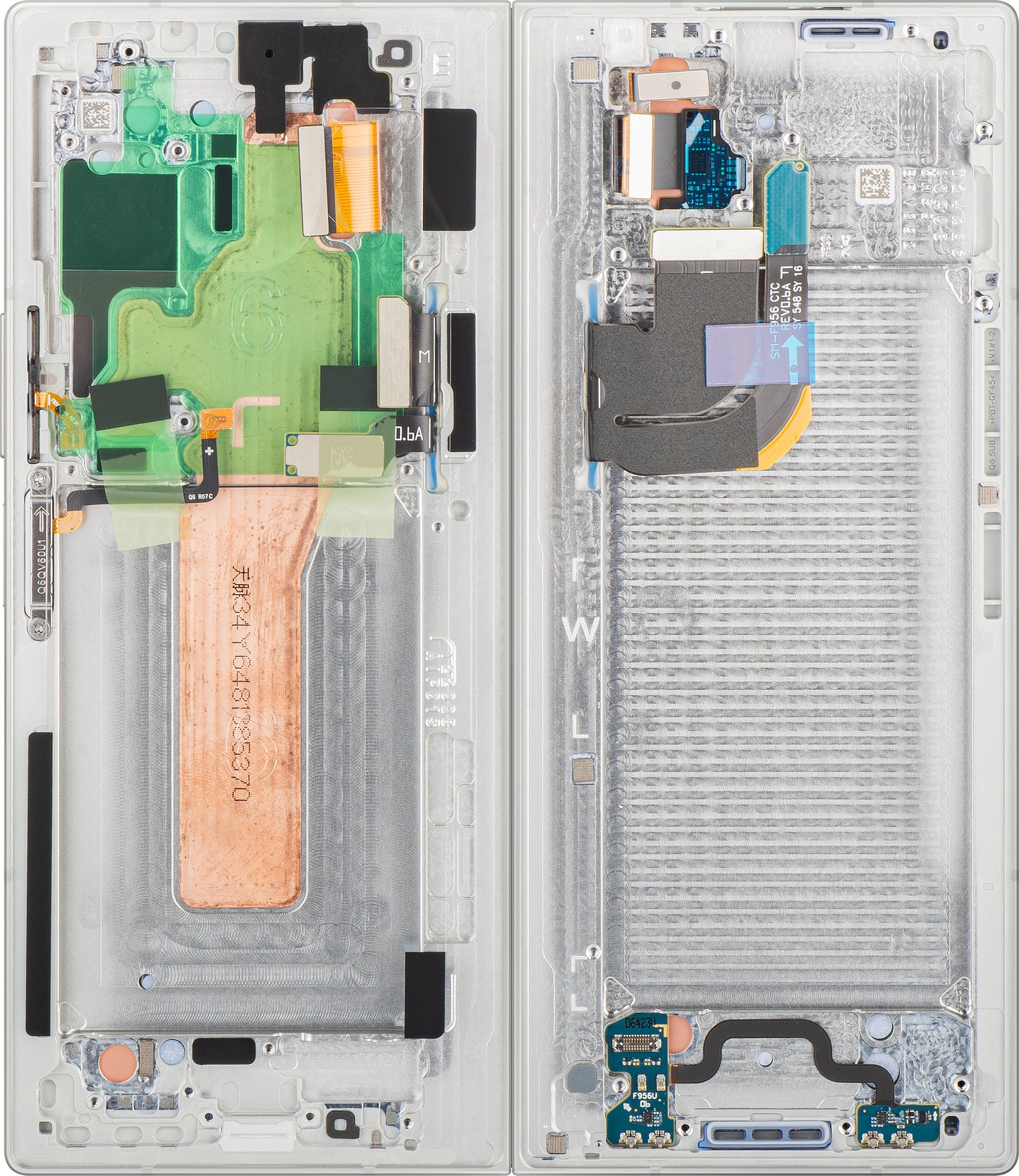 Samsung Galaxy Z Fold6 F956 berøringsskjermdisplay med ramme, under inner, hvit, servicepakke GH82-35042E