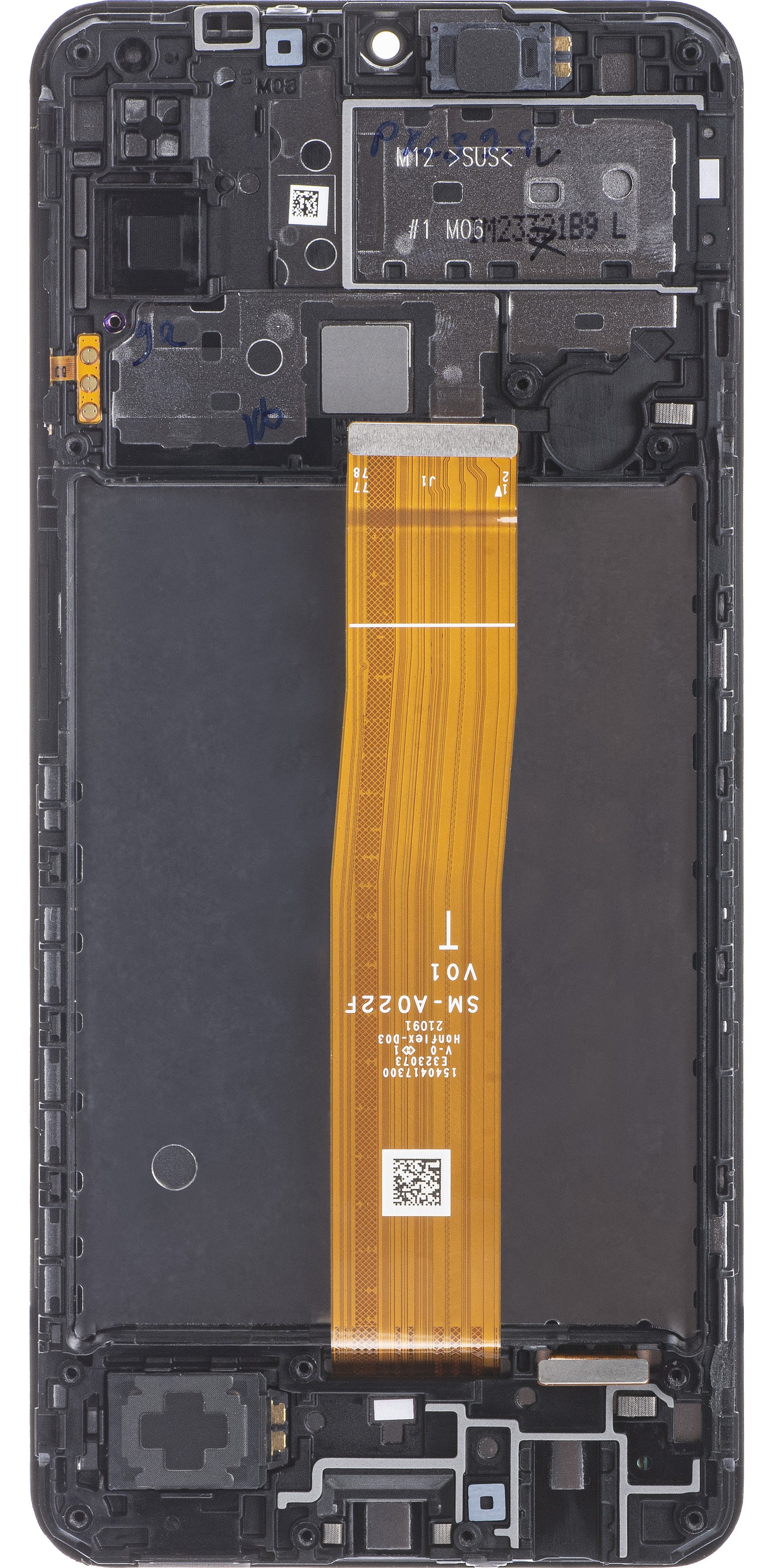 Samsung Galaxy M12 M127 berøringsskjermdisplay med ramme, svart, Swap GH82-25042A