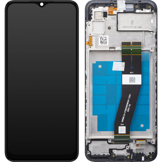 Berøringsskjerm Samsung Galaxy A03 A035, med ramme, G-versjon, svart, servicepakke GH81-21626A