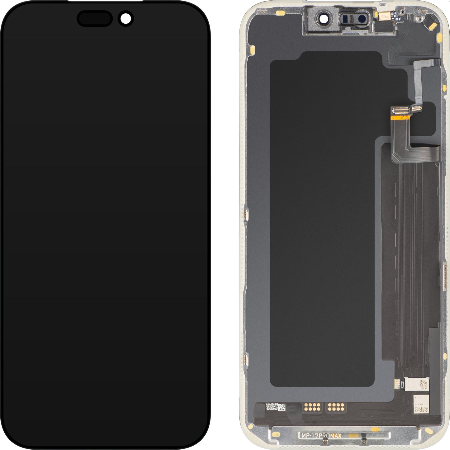 Touchskjermdisplay med lysnærhetssensor MP kompatibel med Apple iPhone 17 Pro Max, med ramme, OLED FHD 120Hz diagnostisk programvareversjon, svart