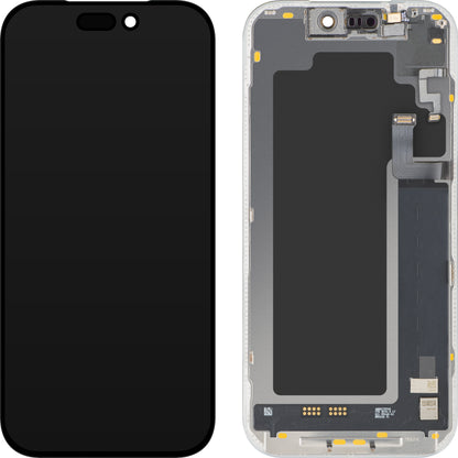 Berøringsskjermdisplay med lysnærhetssensor MP kompatibel med Apple iPhone 17 Pro, med ramme, OLED FHD 120Hz diagnostisk programvareversjon, svart