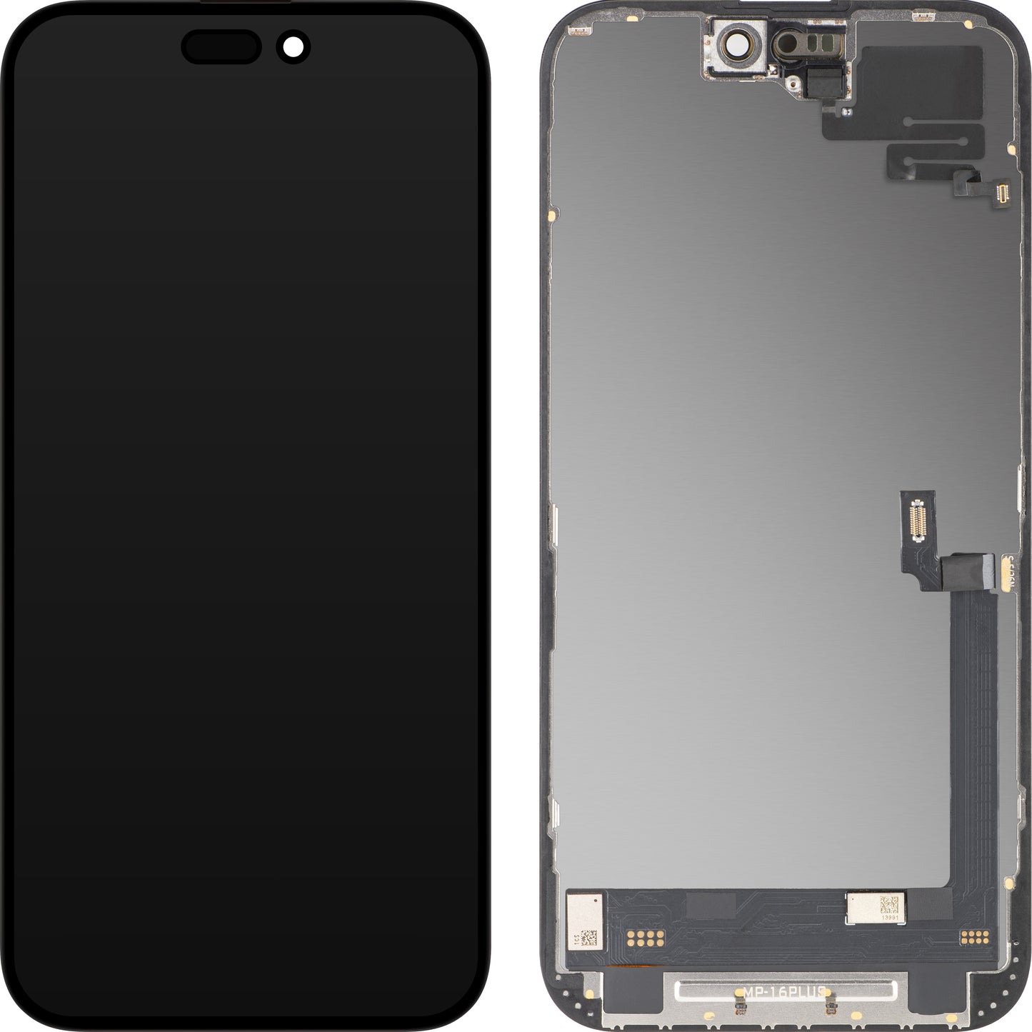 Touchskjermdisplay med nærhetssensor MP kompatibel med Apple iPhone 16 Plus, med ramme, OLED FHD diagnostisk programvareversjon, svart