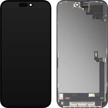 Touchskjermdisplay med nærhetssensor MP kompatibel med Apple iPhone 16 Plus, med ramme, OLED FHD diagnostisk programvareversjon, svart