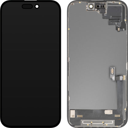 Display med berøringsskjerm og nærhetssensor MP kompatibel med Apple iPhone 16, med ramme, OLED FHD diagnostisk programvareversjon, svart