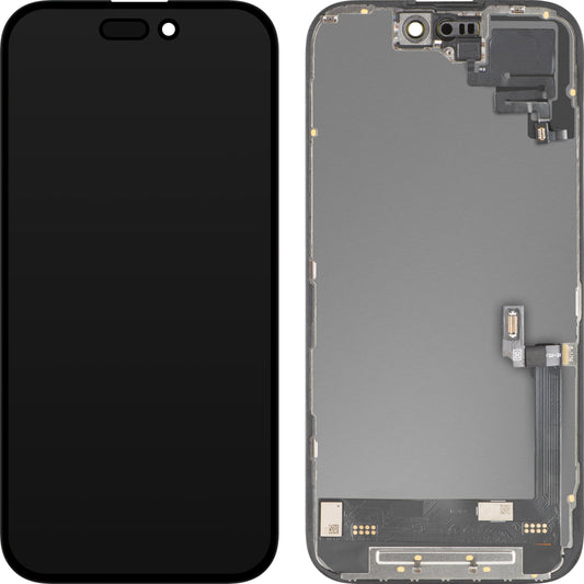 Berøringsskjermdisplay med lysnærhetssensor MP kompatibel med Apple iPhone 16, med ramme, OLED FHD diagnostisk programvareversjon, svart