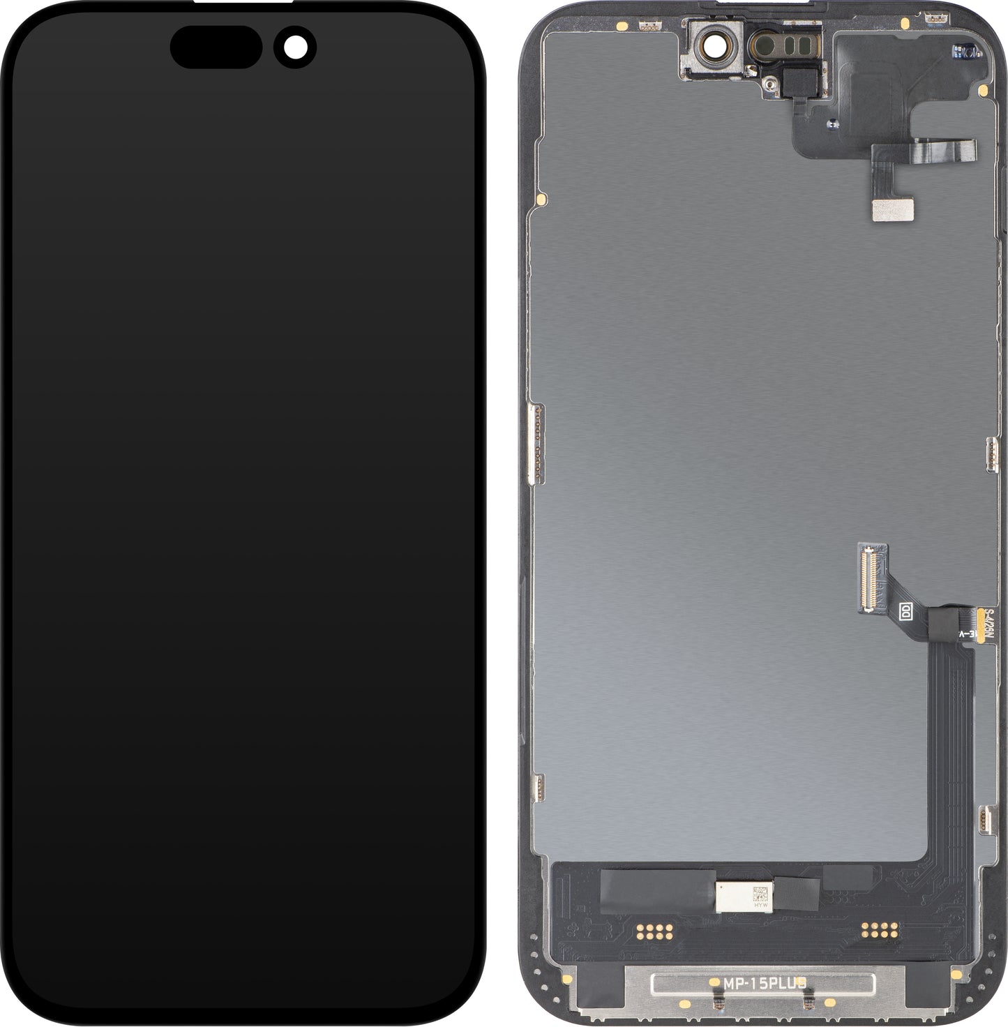 Berøringsskjermdisplay med nærhetssensor MP kompatibel med Apple iPhone 15 Plus, med ramme, OLED FHD diagnostisk programvareversjon, svart