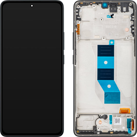 Display med Touchscreen Xiaomi Redmi Note 14 5G, med Ramme, Svart (Midnight Black), Service Pack 56002000O1700