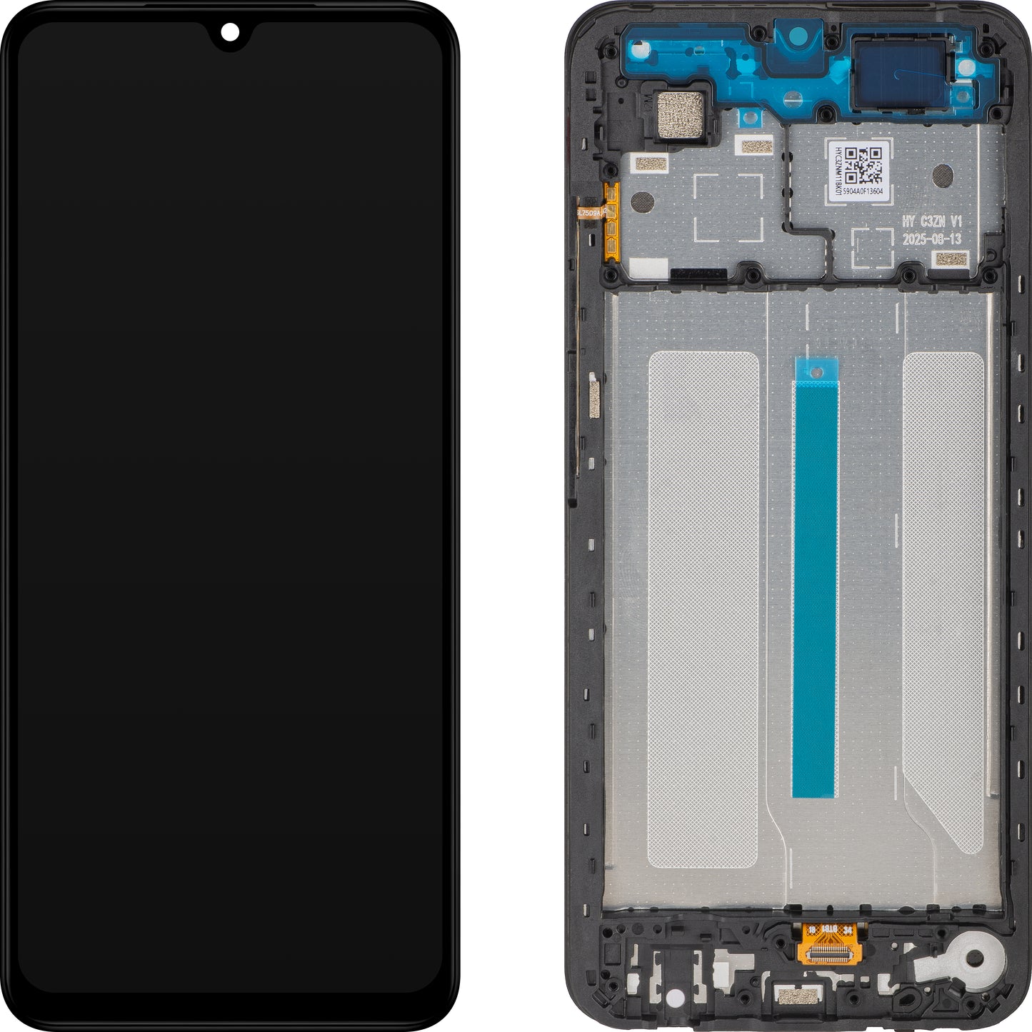 Display med Touchscreen Xiaomi Poco C71 / Redmi A5 4G, med Ramme, Short Flex Versjon, Svart, Service Pack 5600010C3ZN00