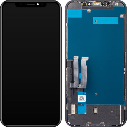 ZY berøringsskjerm for Apple iPhone XR, med ramme, In-Cell LCD-versjon, svart 