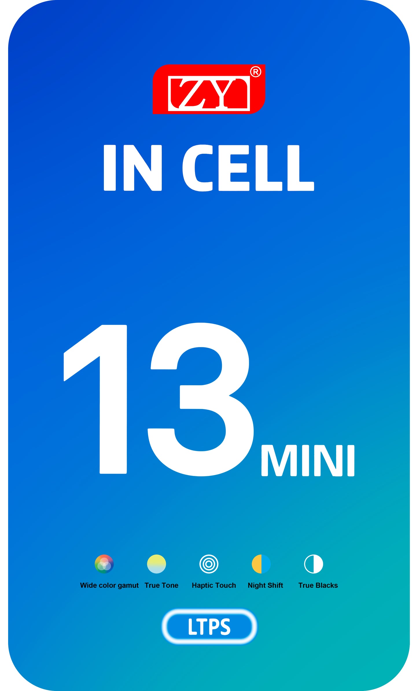 ZY berøringsskjerm for Apple iPhone 13 mini, med ramme, In-Cell IC Movable LCD-versjon, svart