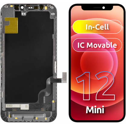 Display med ZY Touchscreen for Apple iPhone 12 mini, med ramme, LCD In-Cell IC Movable versjon, Svart