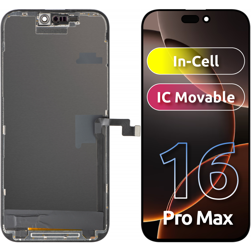Display med ZY Touchscreen for Apple iPhone 16 Pro Max, med ramme, LCD In-Cell IC Movable versjon, Svart