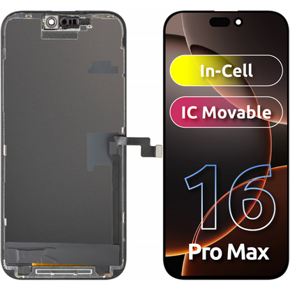 Display med ZY Touchscreen for Apple iPhone 16 Pro Max, med ramme, LCD In-Cell IC Movable versjon, Svart
