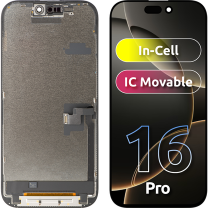 Display med berøringsskjerm ZY for Apple iPhone 16 Pro, med ramme, LCD In-Cell IC Movable-versjon, Svart