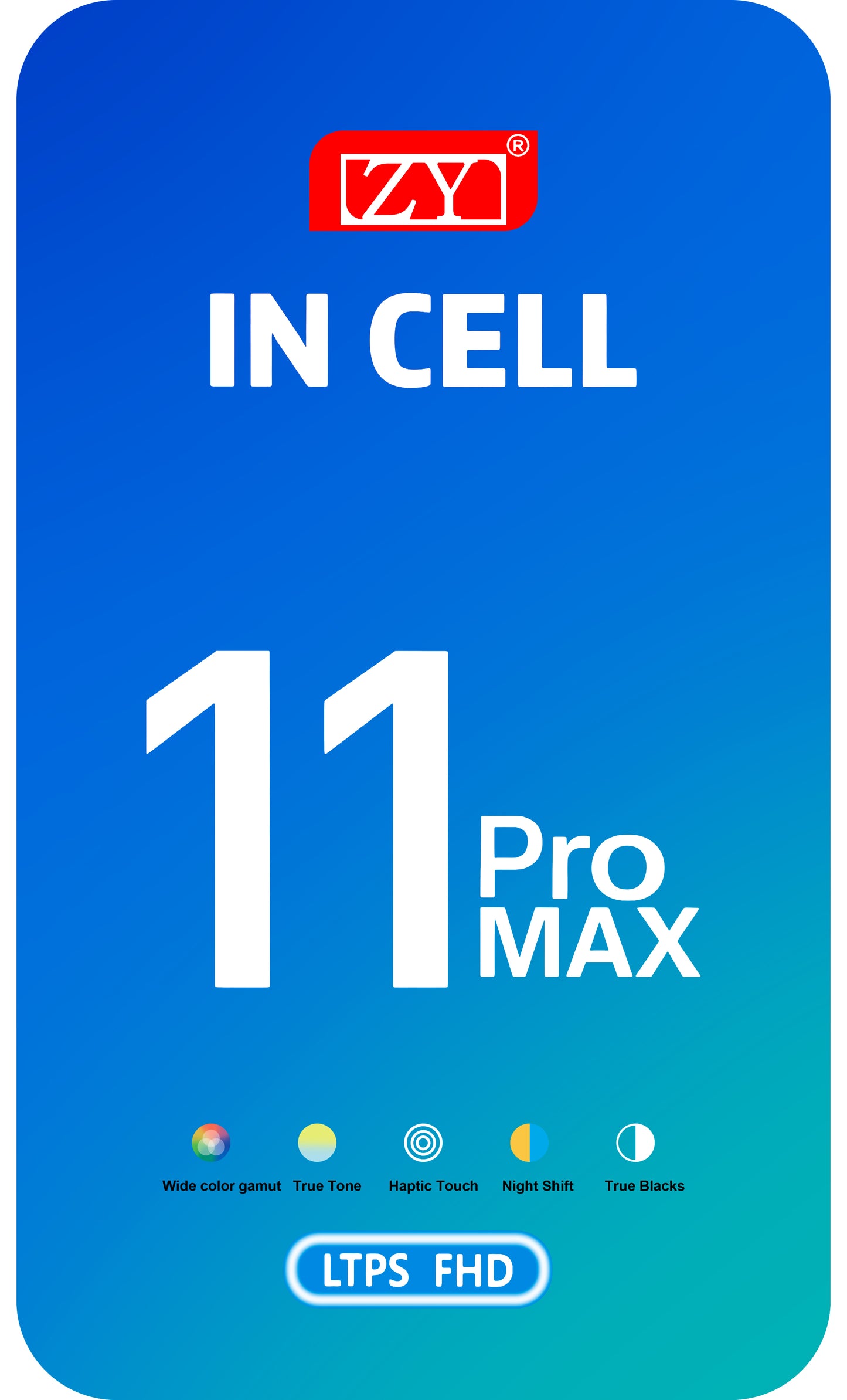 ZY berøringsskjerm for Apple iPhone 11 Pro Max, med ramme, In-Cell IC Movable LCD-versjon, svart 