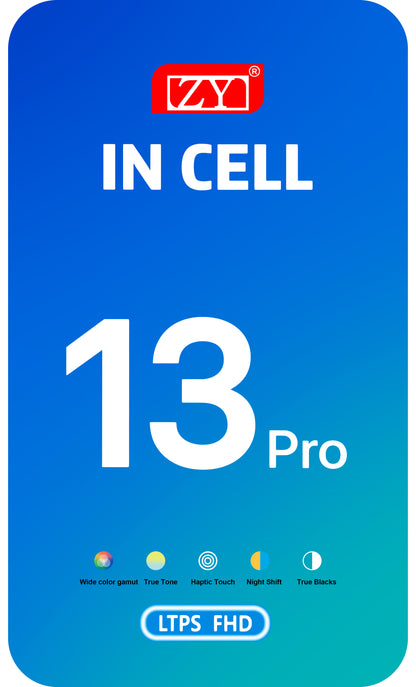 ZY berøringsskjerm for Apple iPhone 13 Pro, med ramme, In-Cell IC Movable LCD-versjon, svart 