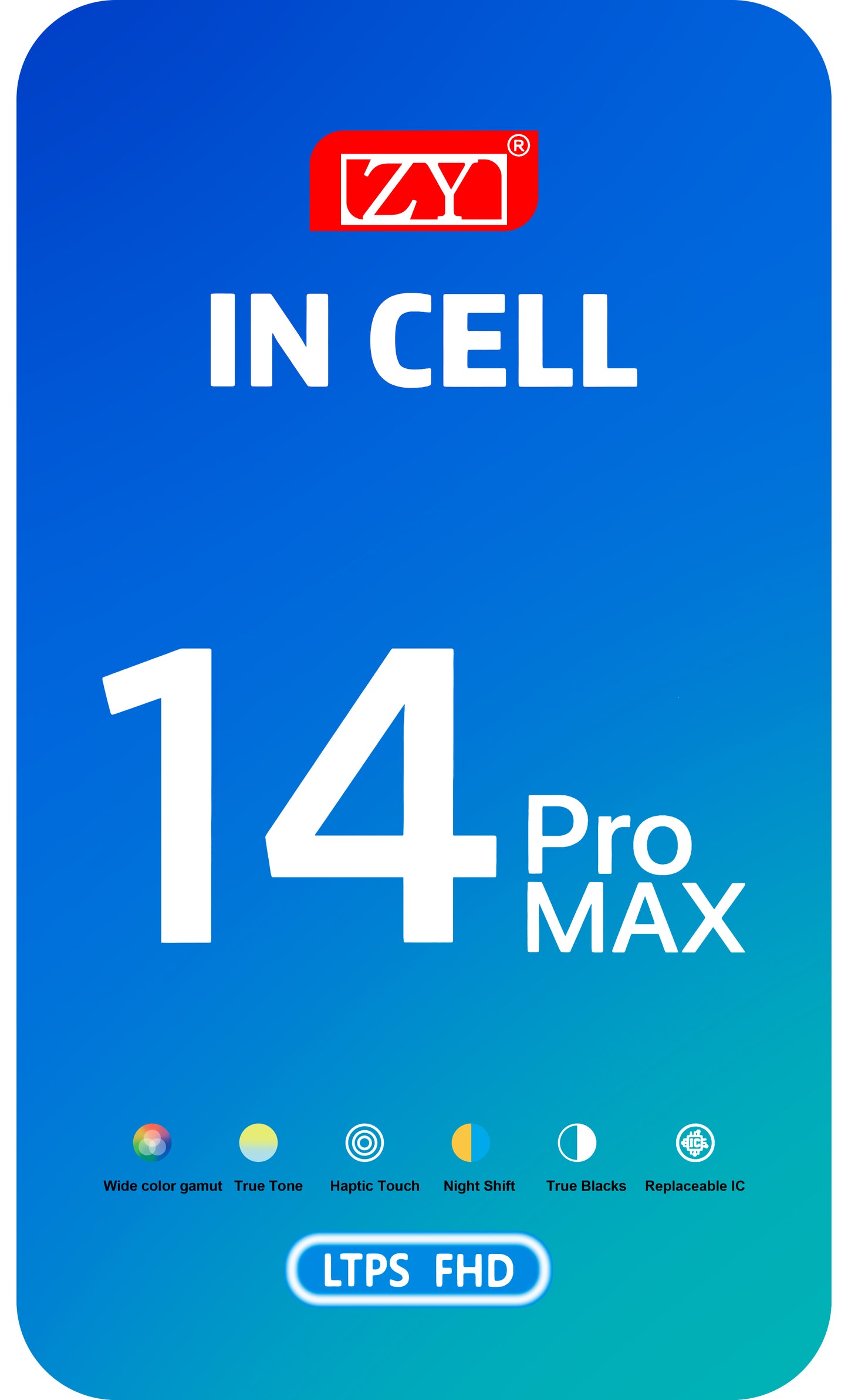 ZY berøringsskjermdisplay for Apple iPhone 14 Pro Max, med ramme, LCD In-Cell IC flyttbar versjon, svart