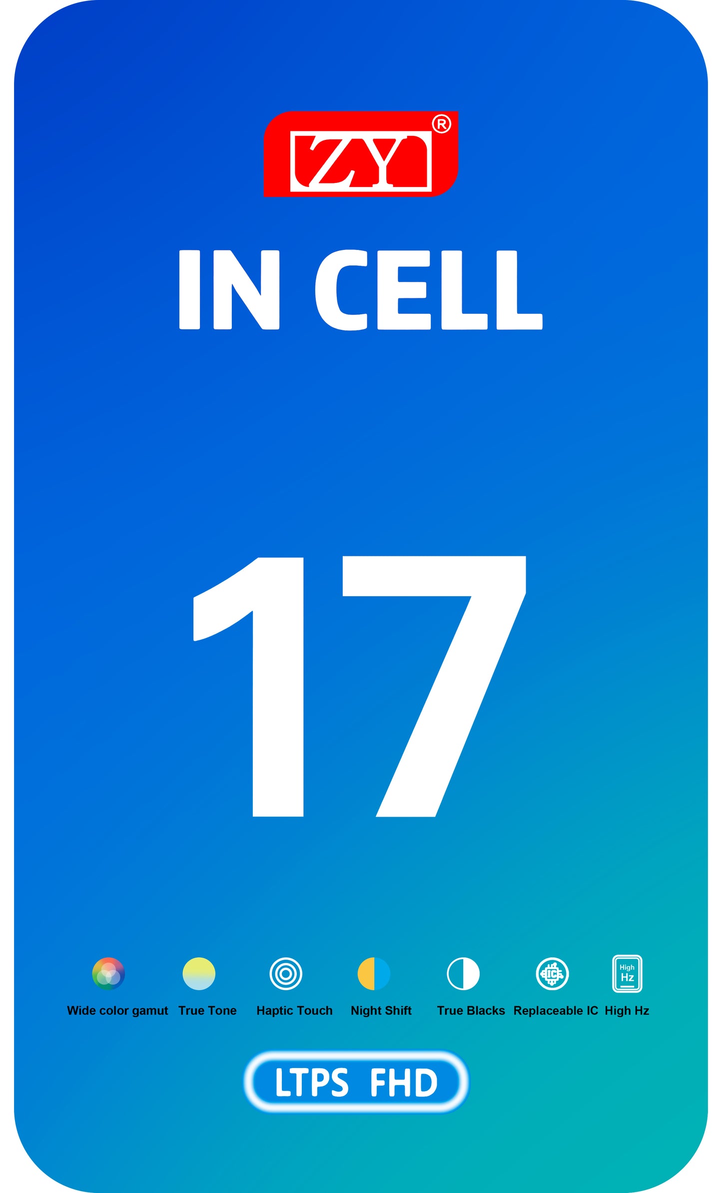 Display med ZY Touchscreen for Apple iPhone 17, med ramme, LCD In-Cell IC Movable versjon, Svart