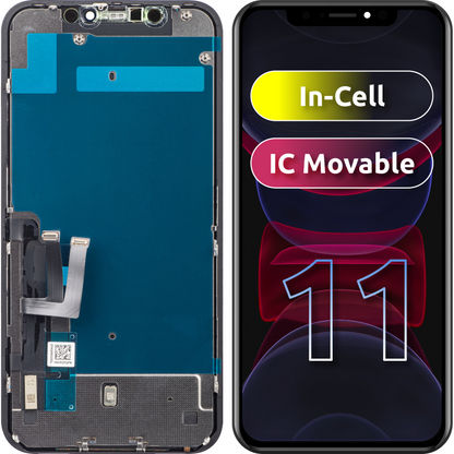 ZY berøringsskjerm for Apple iPhone 11, med ramme, In-Cell IC Movable LCD-versjon, svart 