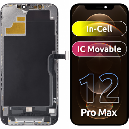 ZY berøringsskjerm for Apple iPhone 12 Pro Max, med ramme, In-Cell IC Movable LCD-versjon, svart 