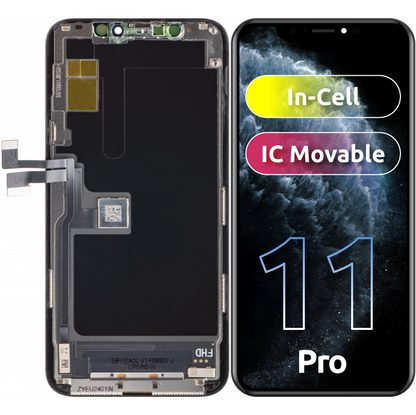 ZY berøringsskjerm for Apple iPhone 11 Pro, med ramme, In-Cell IC Movable LCD-versjon, svart 