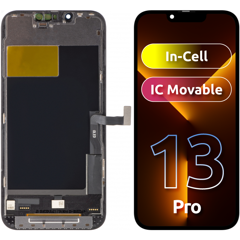 ZY berøringsskjerm for Apple iPhone 13 Pro, med ramme, In-Cell IC Movable LCD-versjon, svart 