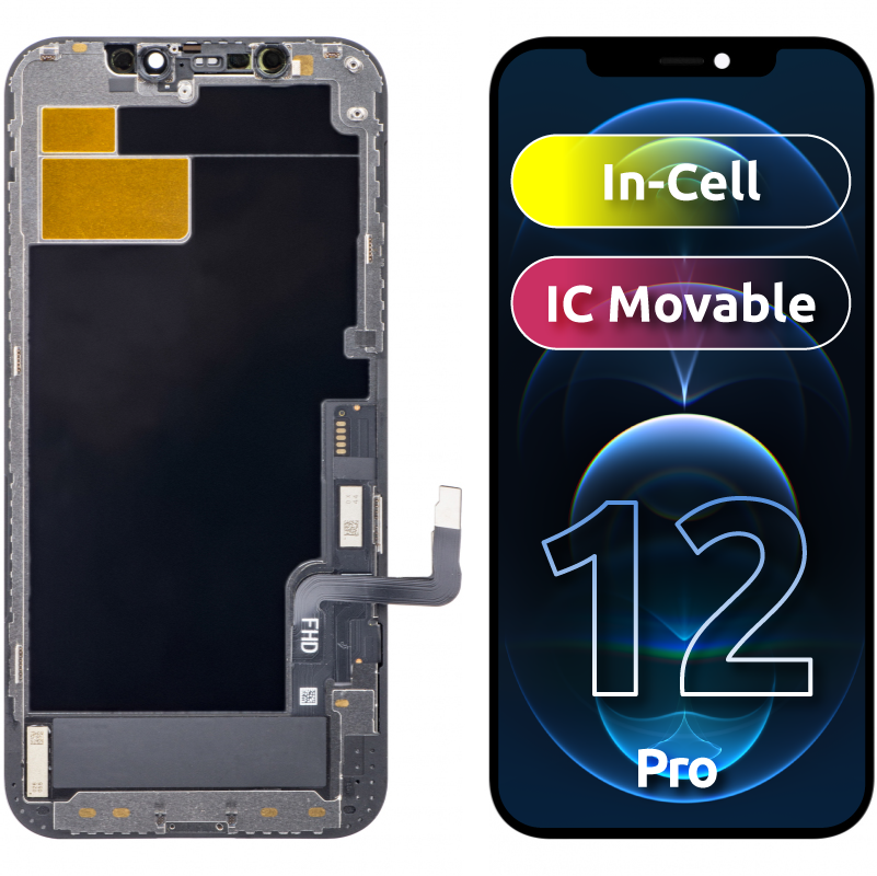 ZY berøringsskjerm for Apple iPhone 12 / 12 Pro, med ramme, In-Cell IC Movable LCD-versjon, svart