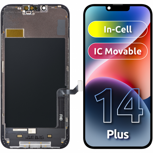 ZY berøringsskjerm for Apple iPhone 14 Plus, med ramme, In-Cell IC Movable LCD-versjon, svart 