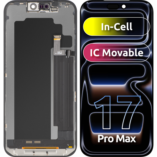 Display med ZY Touchscreen for Apple iPhone 17 Pro Max, med ramme, LCD In-Cell IC Movable versjon, Svart