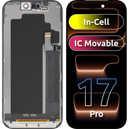 Display med ZY Touchscreen for Apple iPhone 17 Pro, med ramme, LCD In-Cell IC Movable versjon, Svart