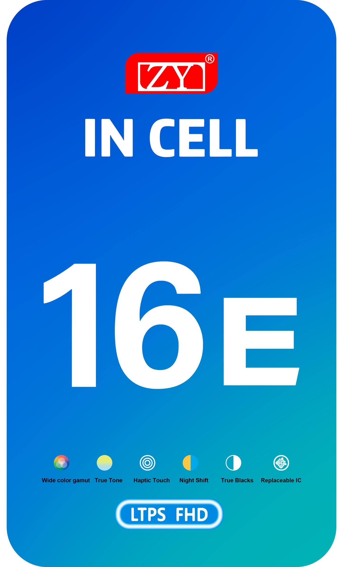 ZY berøringsskjermdisplay for Apple iPhone 17e / 16e, med ramme, LCD In-Cell IC flyttbar versjon, svart