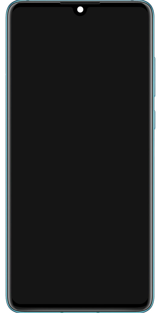 Display med Touchscreen for Huawei P30, med Ramme og Batteri, Blå (Aurora Blue), Servicepakke 02354HRH