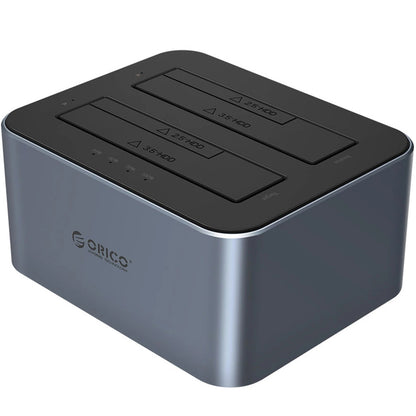 Dockingstasjon Orico 6626C3-C-V1 2-disk for HDD / SSD SATA 2,5 tommer / 3,5 tommer, Grå
