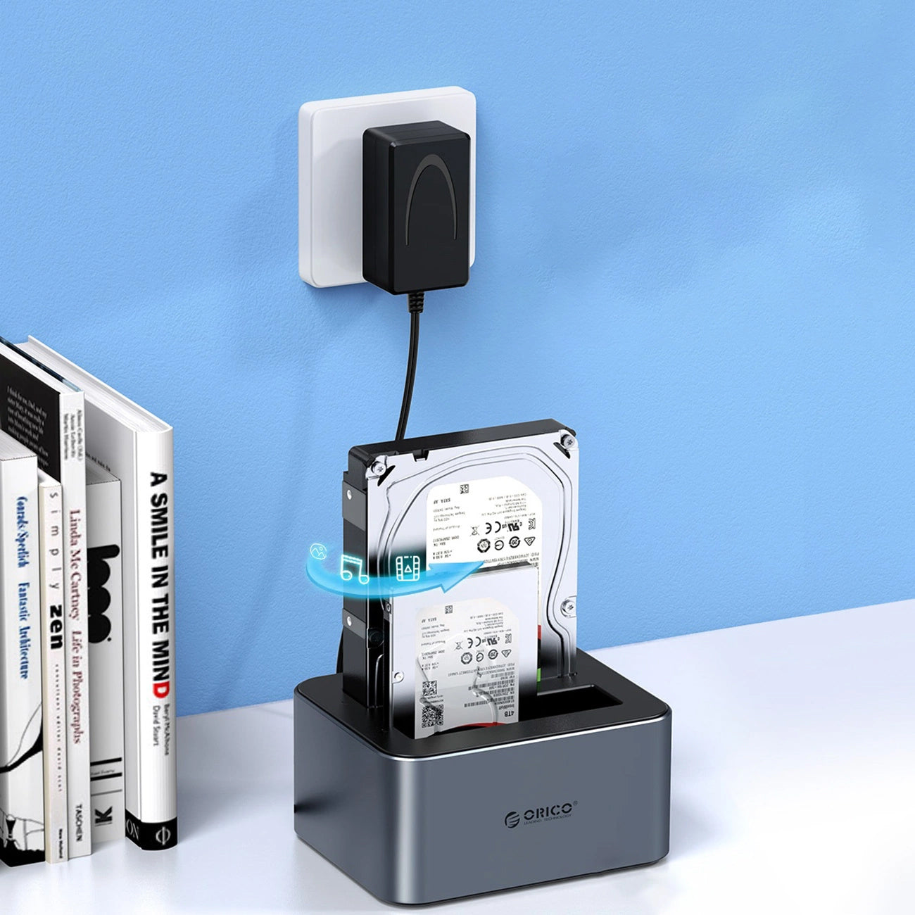 Dockingstasjon Orico 6626C3-C-V1 2-disk for HDD / SSD SATA 2,5 tommer / 3,5 tommer, Grå