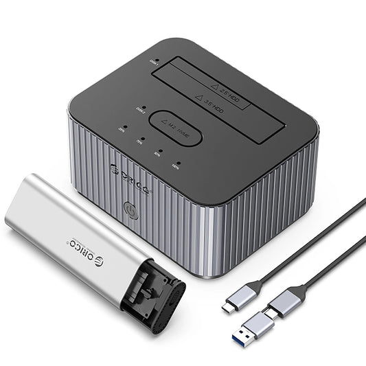 Dockingstasjon Orico IT28E-C for HDD / SSD SATA 2,5 tommer / 3,5 tommer - SSD SATA M.2 NVMe, Grå