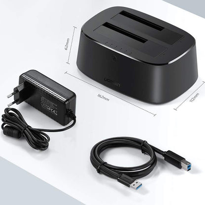 Dockingstasjon UGREEN CM198 (50857) for HDD / SSD SATA 2,5 tommer / 3,5 tommer, svart