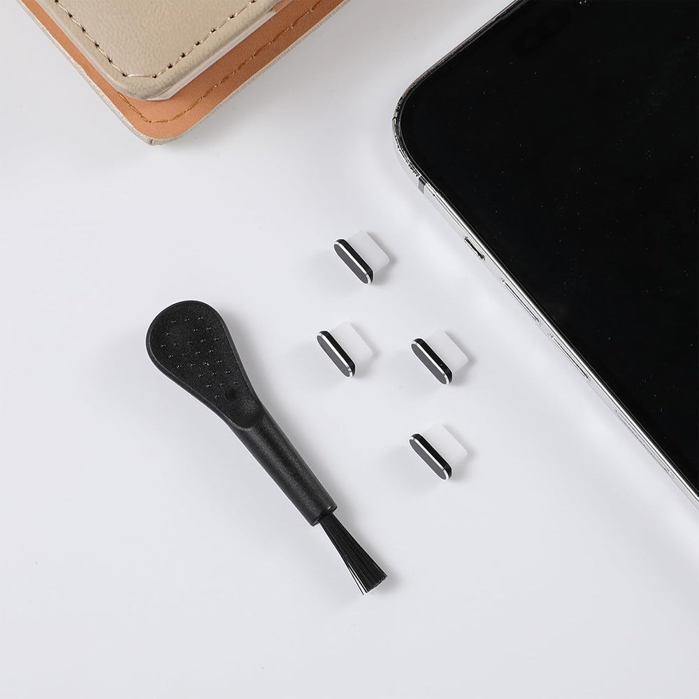 Støvdoppsett for telefonport Techsuit AD1, USB-C, sett med 4 stk, svart
