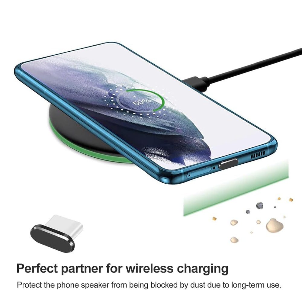 Støvdoppsett for telefonport Techsuit AD1, USB-C, sett med 4 stk, svart
