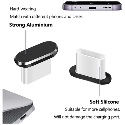 Støvdoppsett for telefonport Techsuit AD1, USB-C, sett med 4 stk, svart